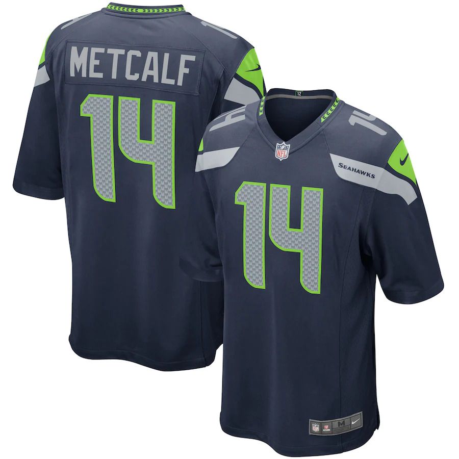 Men Seattle Seahawks 14 DK Metcalf Nike Navy Game Player NFL Jersey
